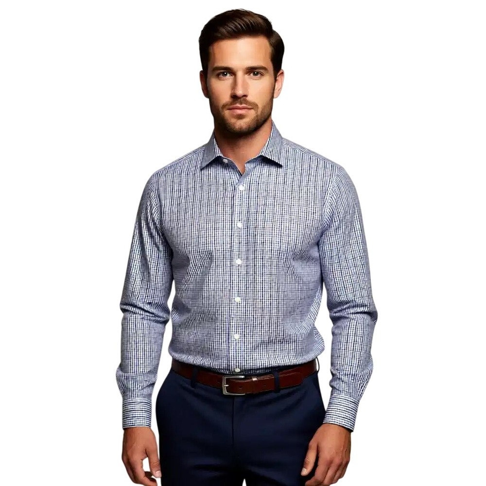Peter Millar Crown Finish Long Sleeve Checkered Dress Shirt Extra Large